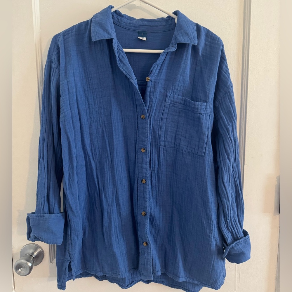Blue Old Navy Button Down Long Sleeve Top